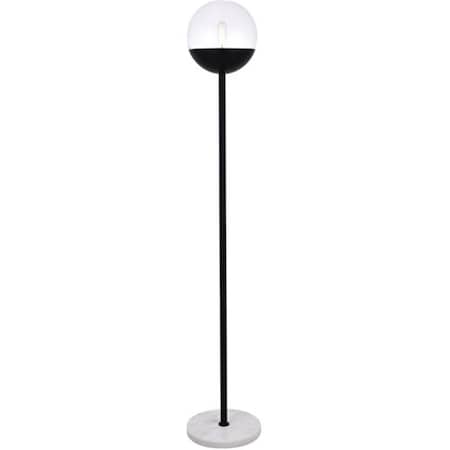 Living District 62 in. Eclipse 1 Light Floor Lamp Portable Light with Clear Glass, Black LD6147BK